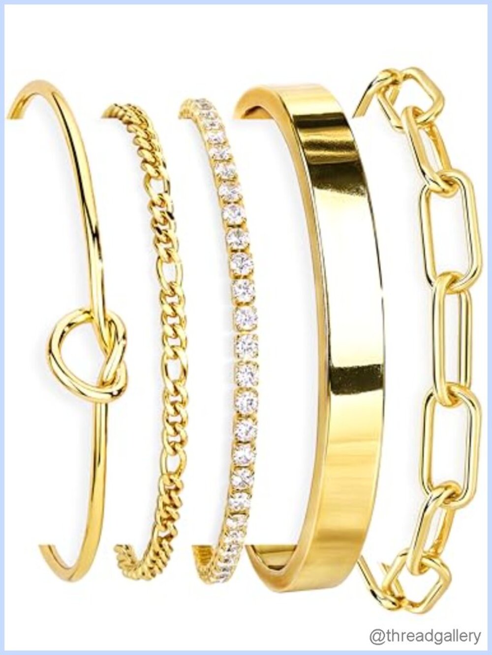 14K Gold Plated Sterling Silver Bracelet Set for Women, Stackable Cuff Bangles,